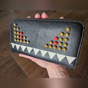 FENDI Long Black Zip-Around Monster Wallet